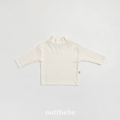 (Pre-order) OOTTBEBE Winter - Modal Ribbed Turtleneck Tee 모달골지폴라티 (4 Colors)