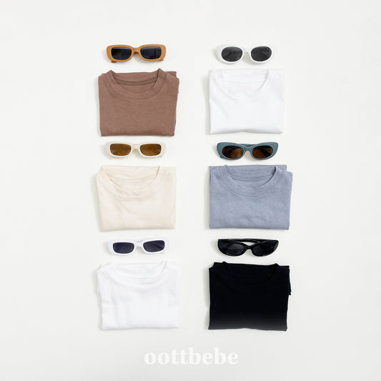 (Pre-order) OOTTBEBE - Plain Tee 3-Piece Set (Cotton Modal) 심플티셔츠 1+1+1(3종세트) (2 Colors)