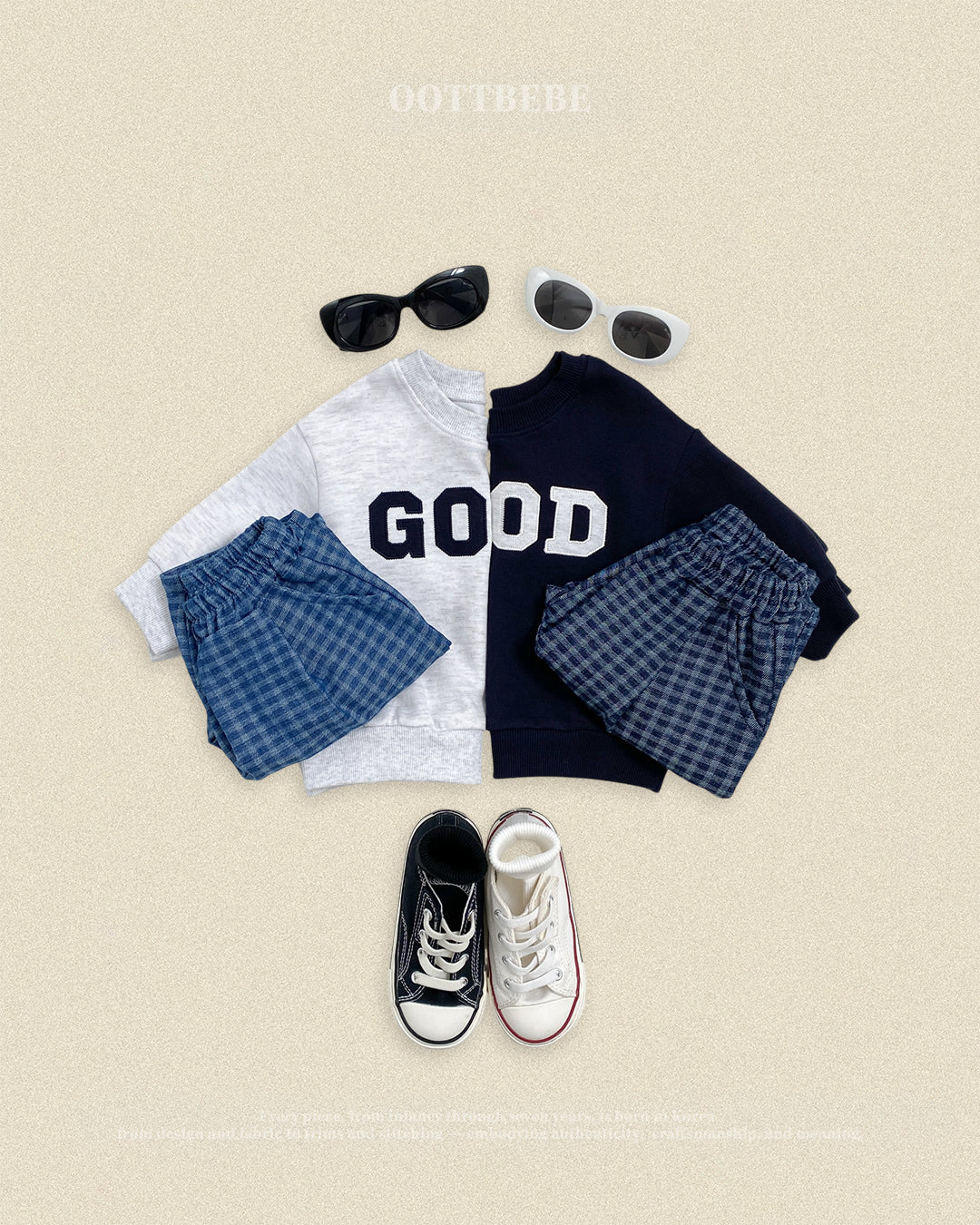 (Pre-order) OOTTBEBE Fall - Denim Check Pants - 데님체크팬츠 (2 Colors)