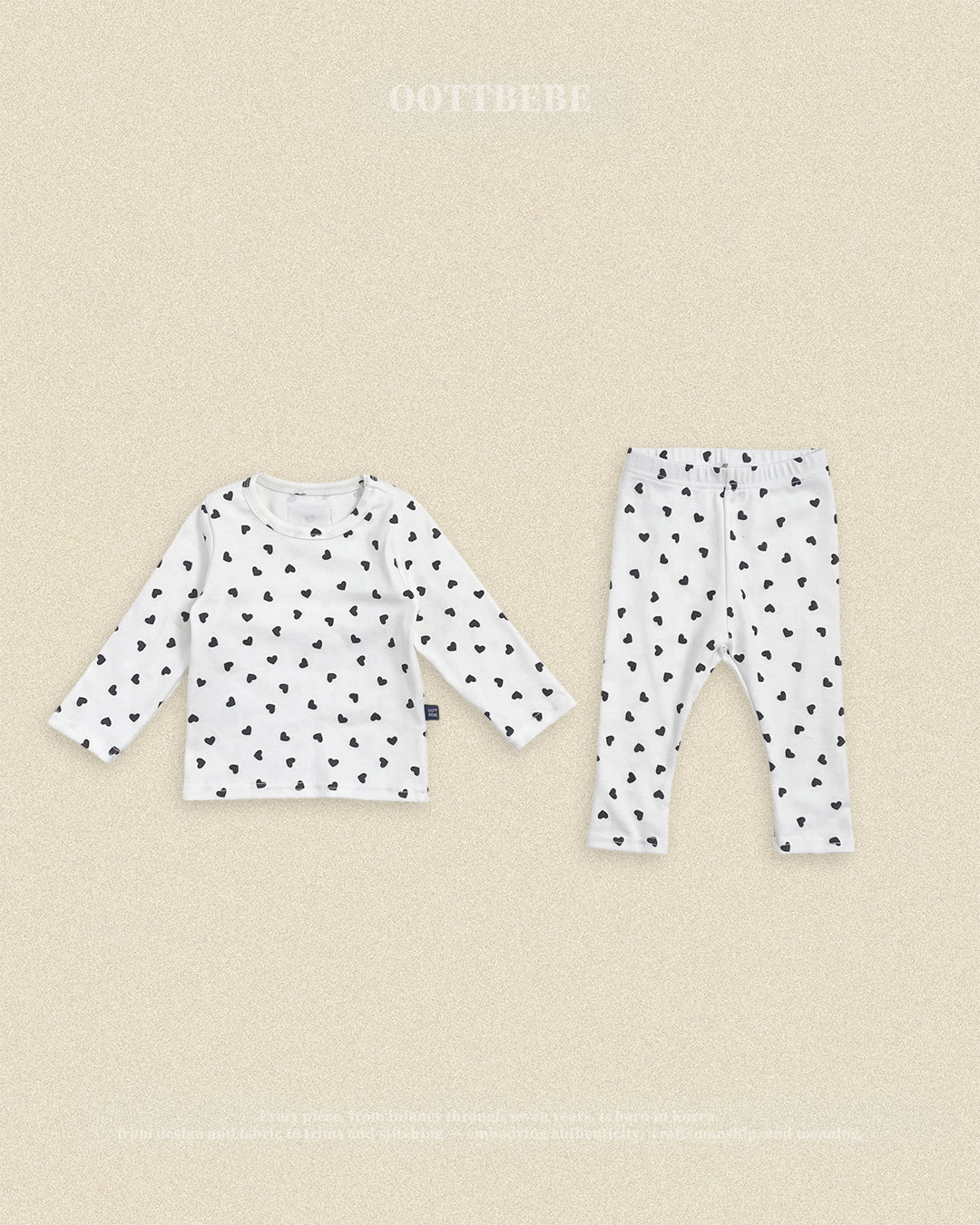 (Pre-order) OOTTBEBE Fall - Petite Heart Pajama Set 쁘띠하트실내복 (2 Colors)
