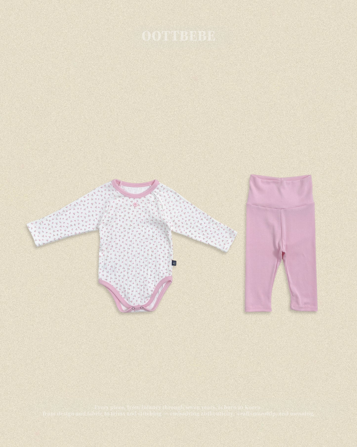 (Pre-order) OOTTBEBE Fall - Lovely Floral Romper & Leggings Set 코코플라워슈트세트 (2 Colors)