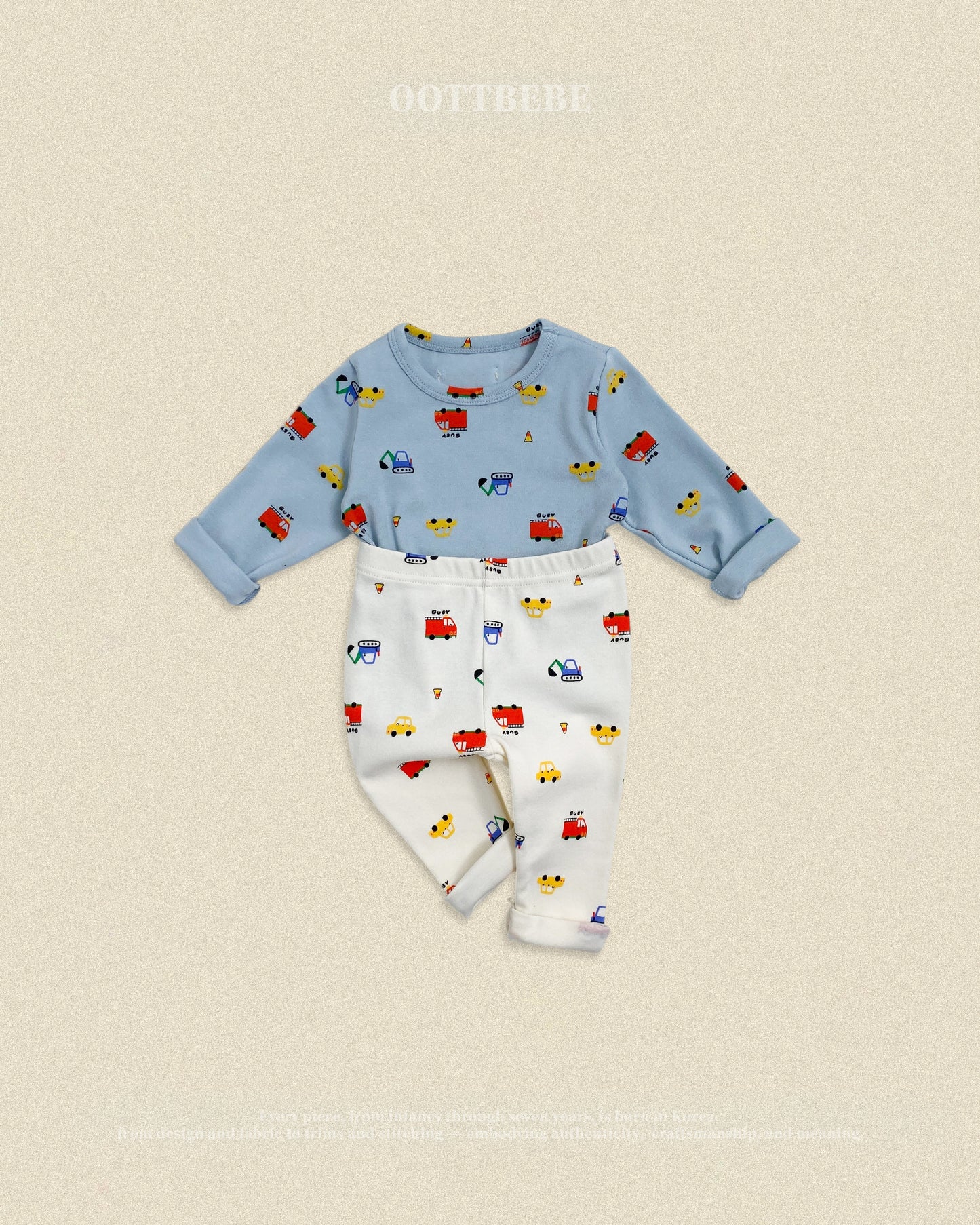 (Pre-order) OOTTBEBE Fall - Cute Car Pajama Set 자동차실내복 (2 Colors)