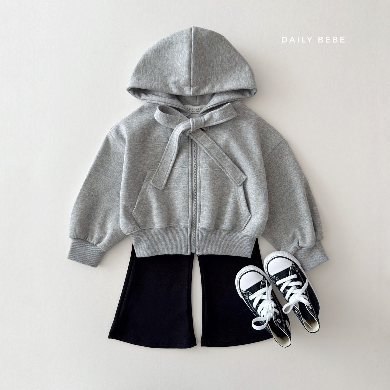 (Pre-order) Daily Bebe Summer- Kids’ Ribbon Hoodie Zip-Up 리본 후드집업 (3 Colors)