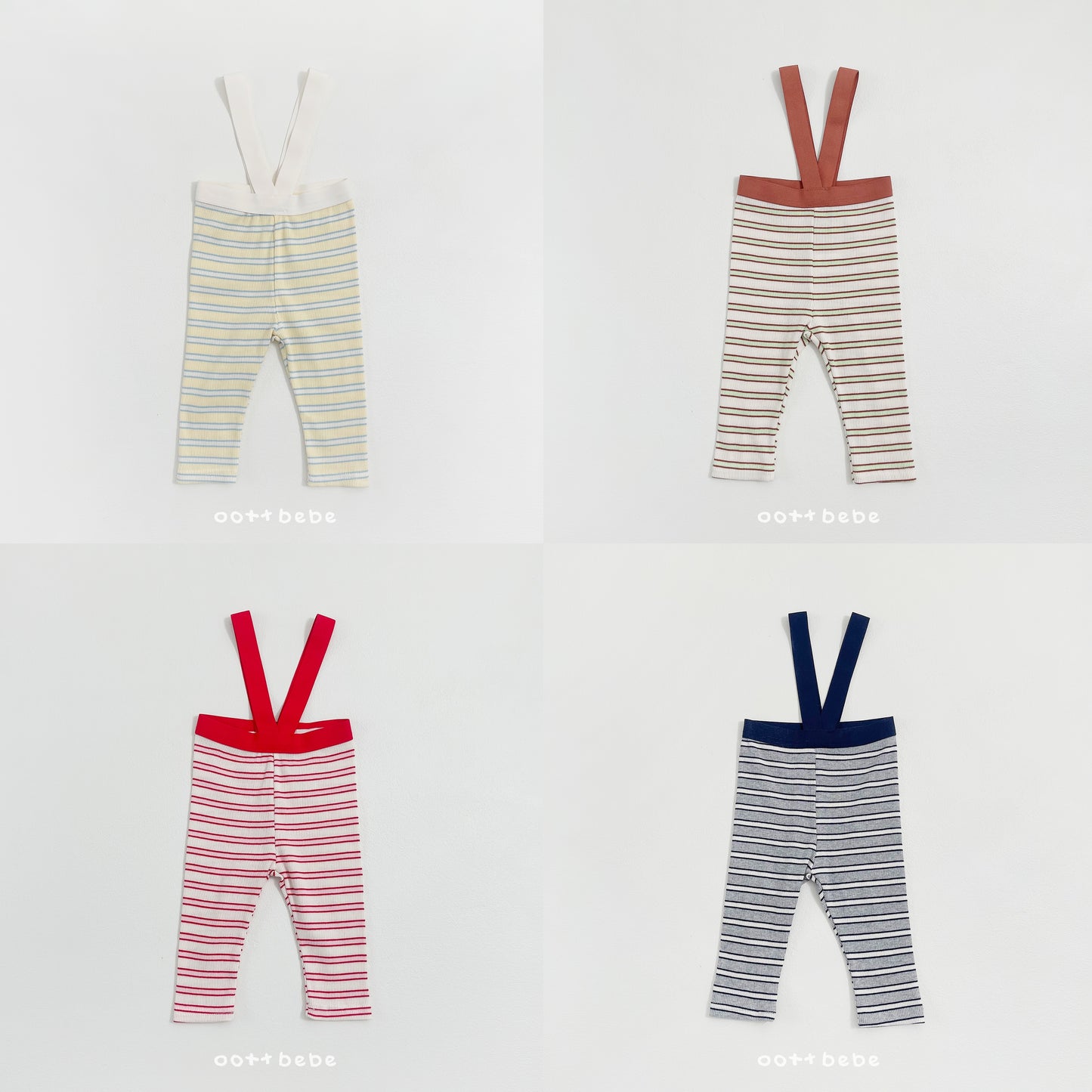 (Pre-order) OOTTBEBE Spring - Say OOTT Stripe Suspender Leggings 세이오뜨멜빵레깅스 (4 Colors)