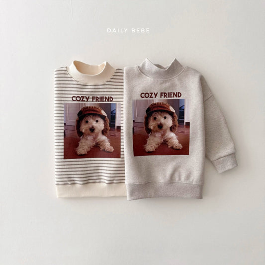 (Pre-order) Daily Bebe - Kids' Puppy Mock-Neck Sweatshirt 강아지 반목 맨투맨 (2 Colors)