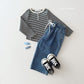 (Pre-order) Daily Bebe - Kids' Button Stripe Tee 줄가라단추티 (2 Colors)