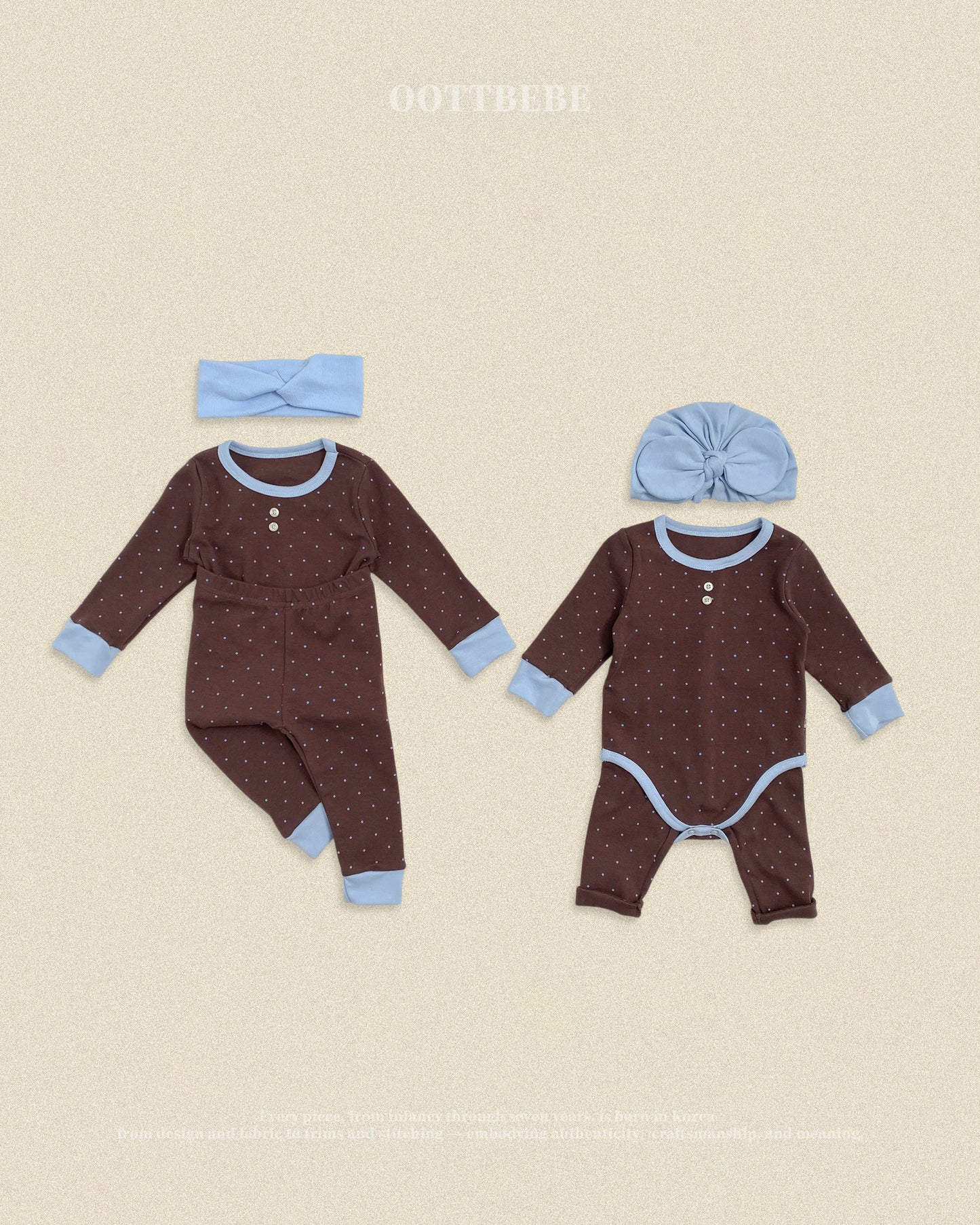(Pre-order) OOTTBEBE Fall - Mini Dot Romper & Leggings Set 슈슈도트슈트세트 (2 Colors)