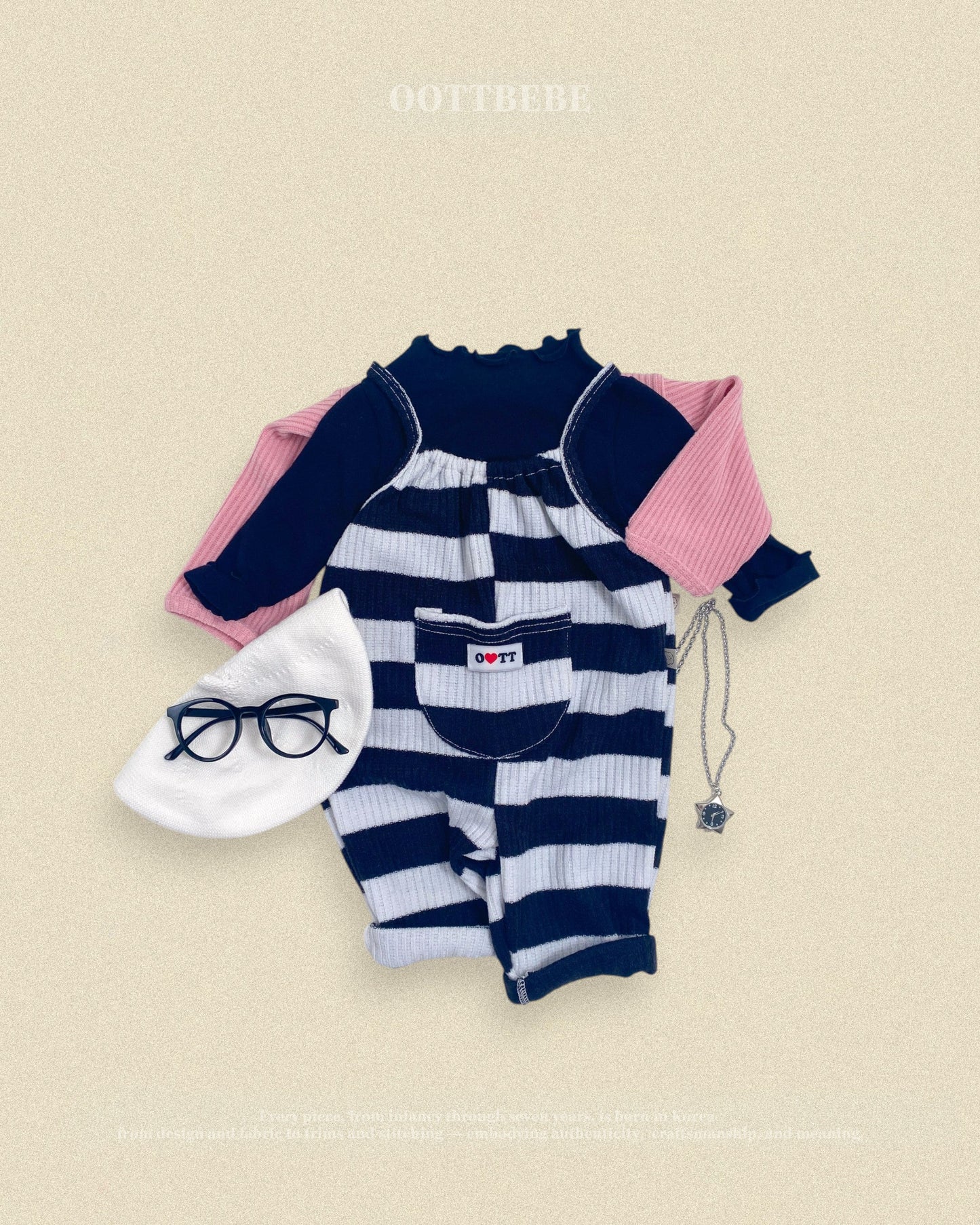 (Pre-order) OOTTBEBE Fall - Pippi Ribbed Overalls - 삐삐오버롤 (3 Colors)