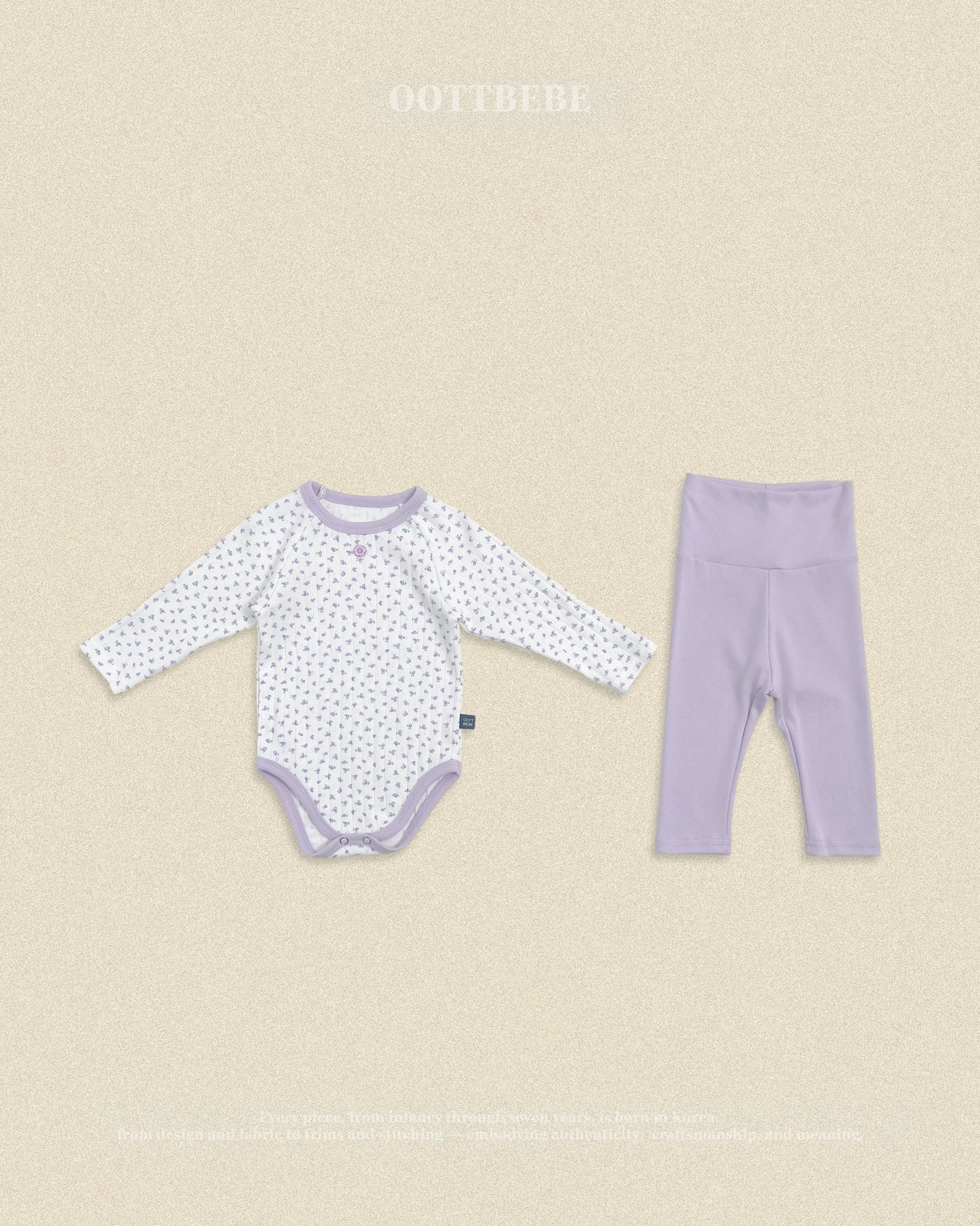 (Pre-order) OOTTBEBE Fall - Lovely Floral Romper & Leggings Set 코코플라워슈트세트 (2 Colors)