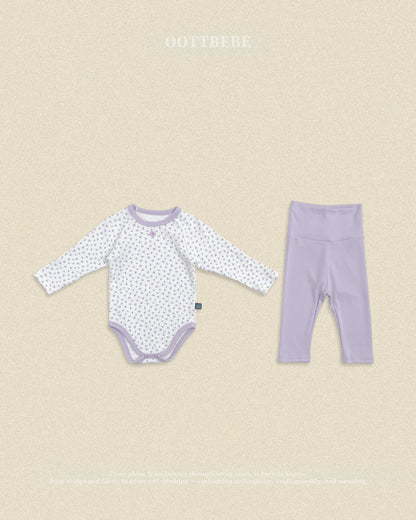 (Pre-order) OOTTBEBE Fall - Lovely Floral Romper & Leggings Set 코코플라워슈트세트 (2 Colors)