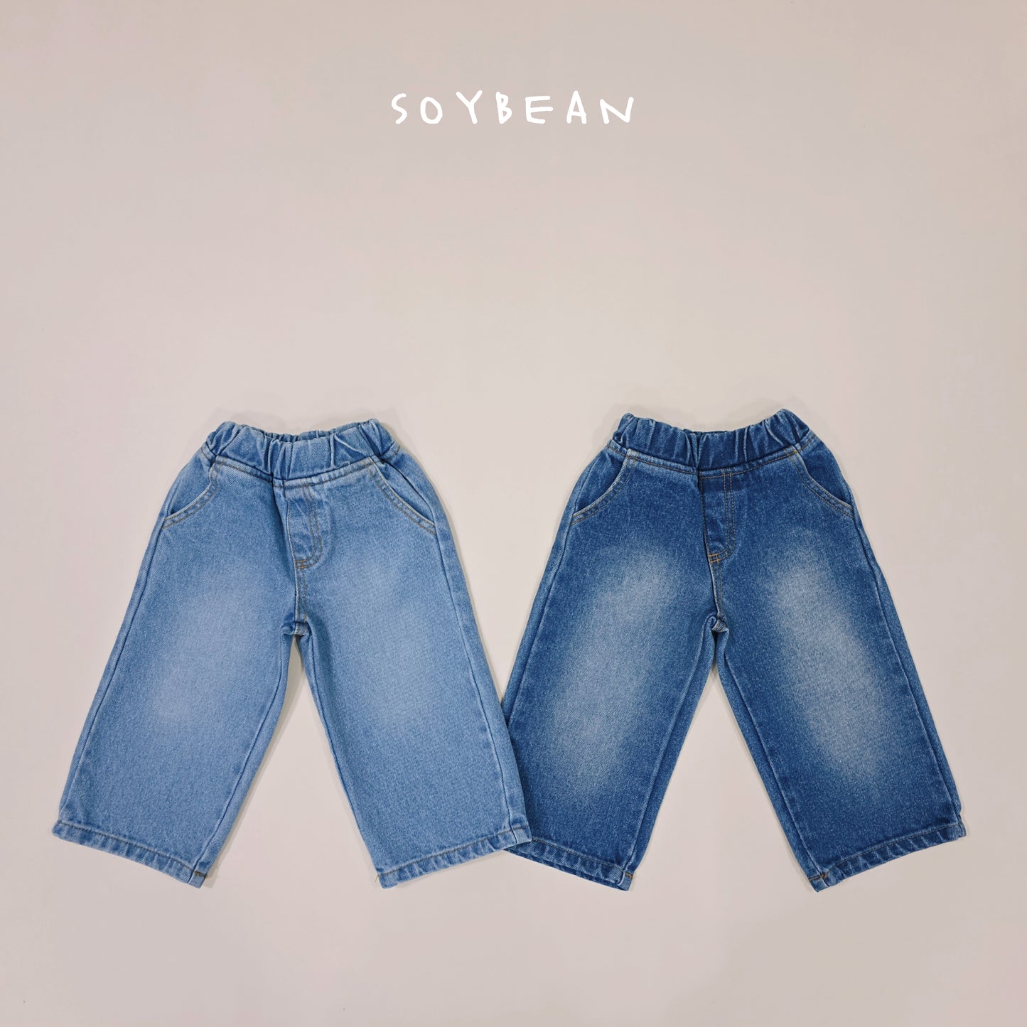 (Pre-order) Soybean Kids Spring - Wide Brush Denim Pants 와이드브러쉬데님팬츠 (2 Colors)