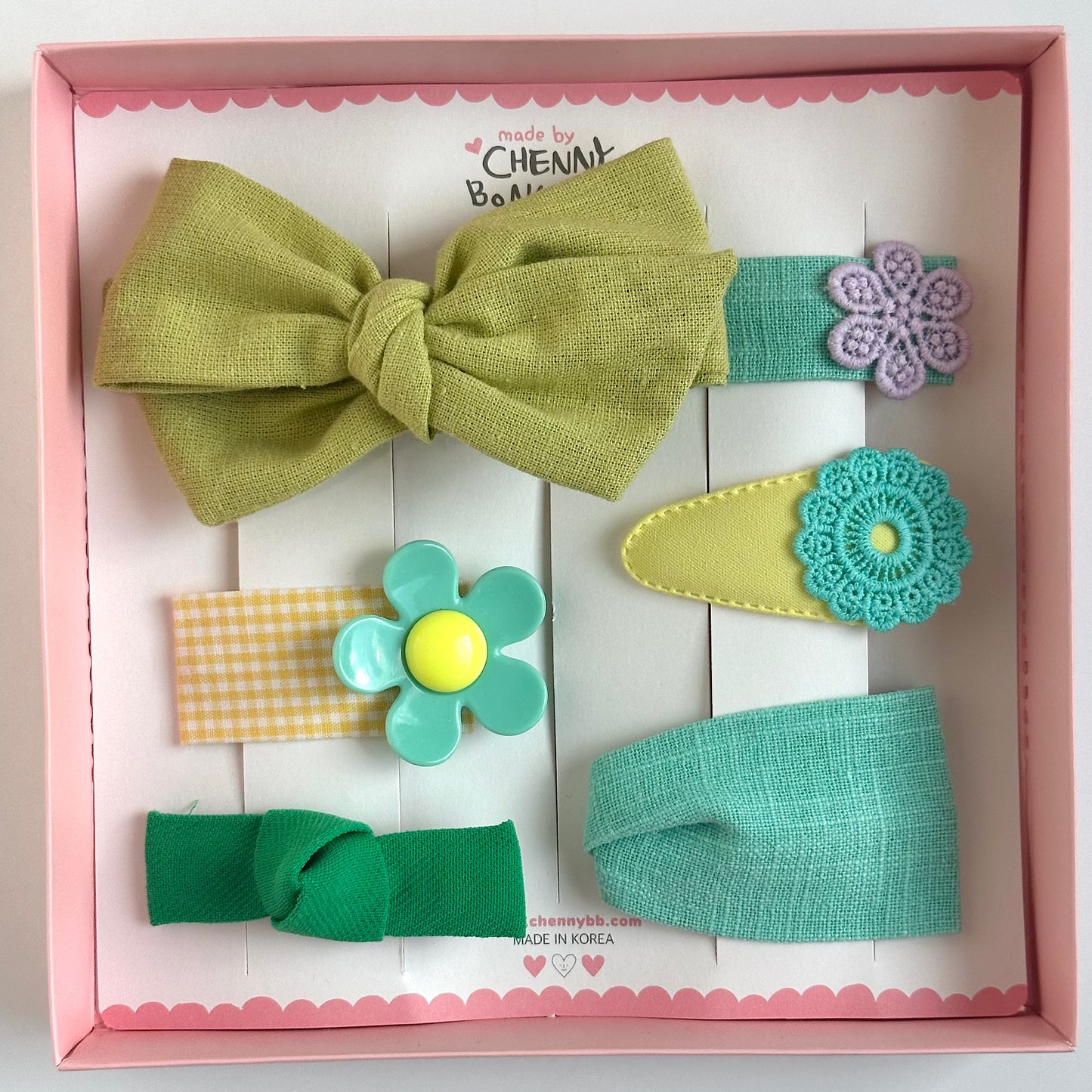 (Chenny Bong Bong) Kids’ Luna Mint Hair Clips 6-piece Set