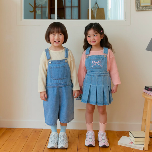 (Pre-order) Daily Bebe - Kids’ Denim Overall Shorts 청멜빵 반바지