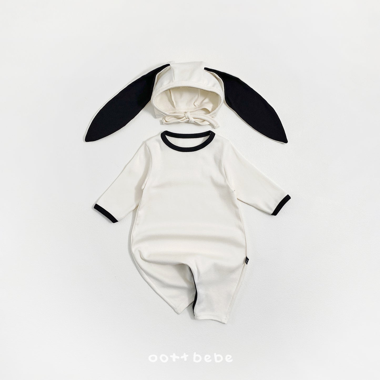 (Pre-order) OOTTBEBE Spring - Modal Heart Romper & Bunny Ear Bonnet Set 모달하트전신슈트+토끼보넷 (4 Colors)