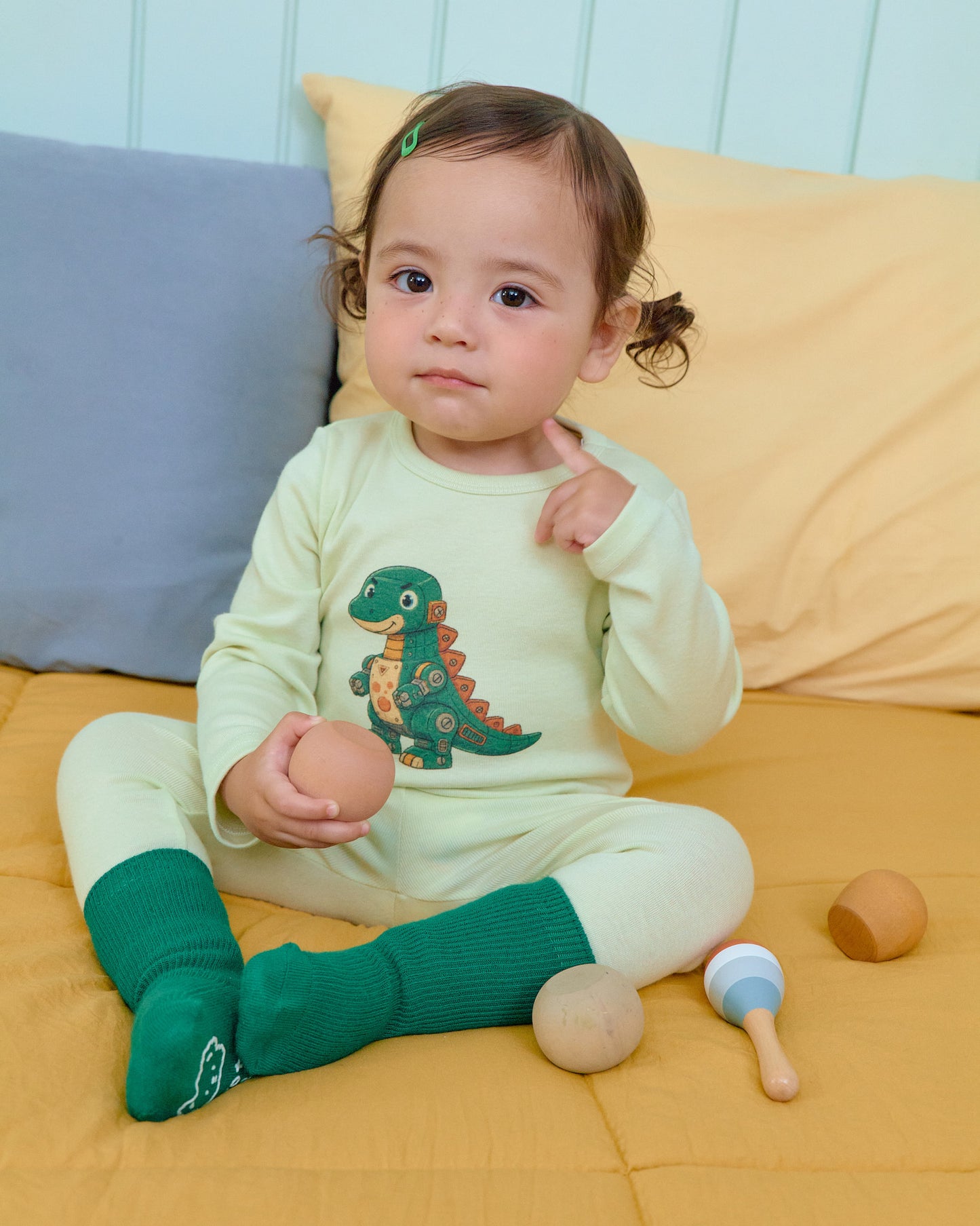 (Pre-order) OOTTBEBE Fall - Robot Dino Pajama Set 로봇공룡실내복 (5 Colors)