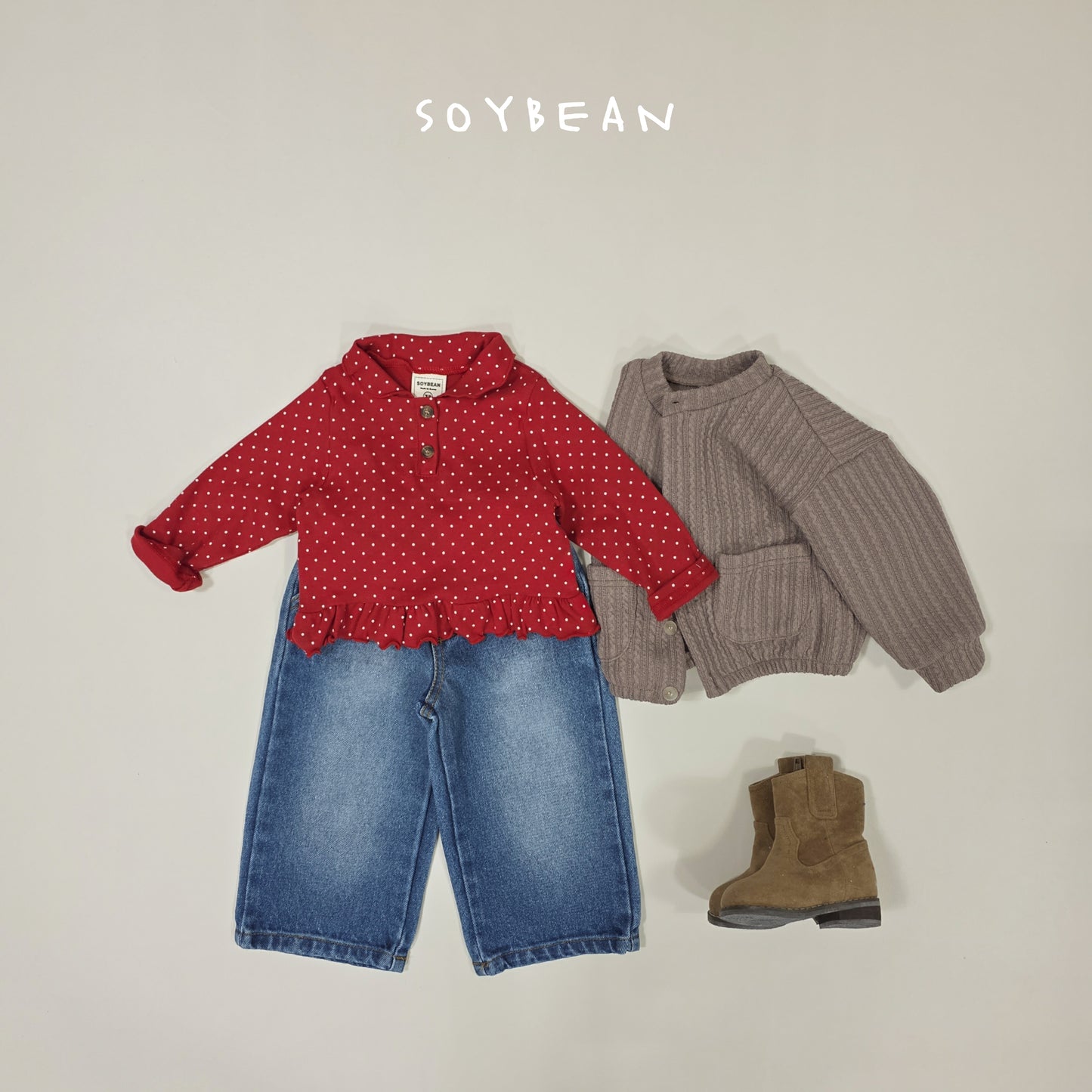 (Pre-order) Soybean Kids Spring - Wide Brush Denim Pants 와이드브러쉬데님팬츠 (2 Colors)