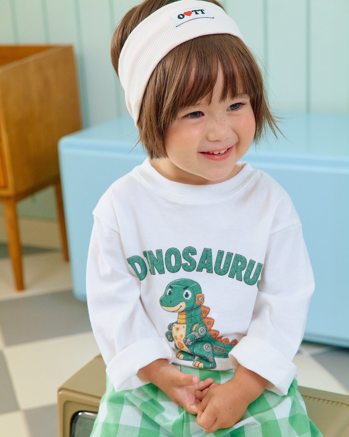 (Pre-order) OOTTBEBE Fall - Robot Dinosaur Top & Bottom Set - 로봇공룡상하복 (5 Colors)