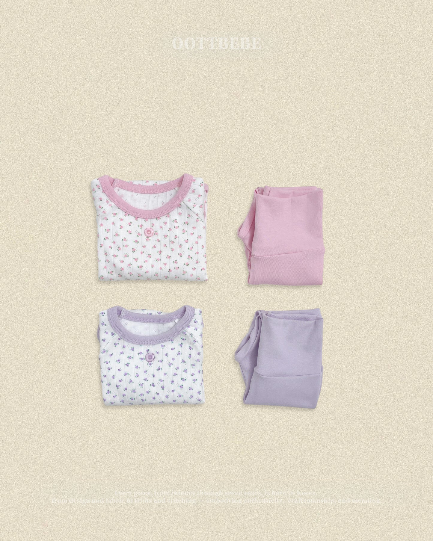 (Pre-order) OOTTBEBE Fall - Lovely Floral Romper & Leggings Set 코코플라워슈트세트 (2 Colors)
