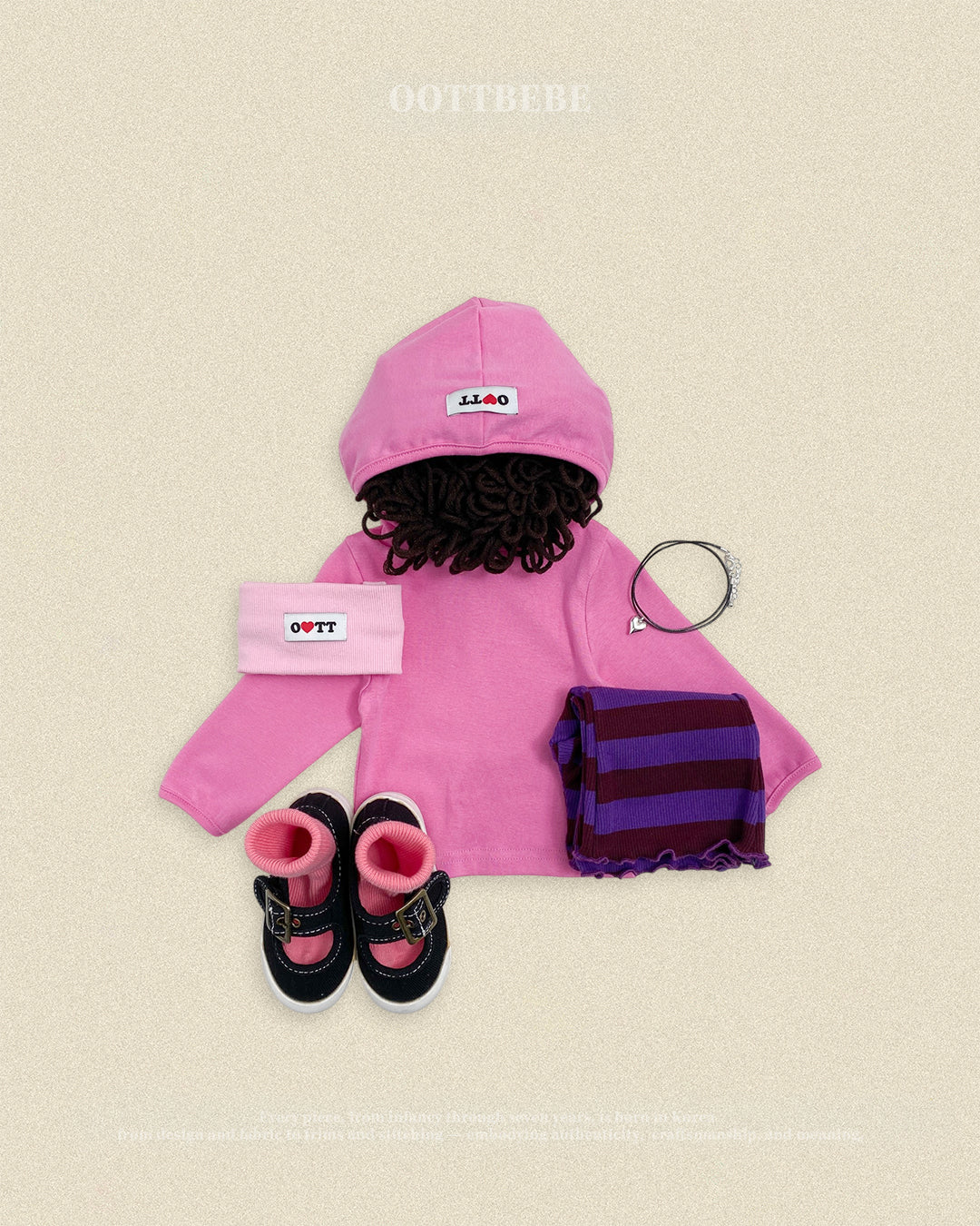 (Pre-order) OOTTBEBE Fall - Retro Hooded Tee - 레트로후드쫄티 (4 Colors)