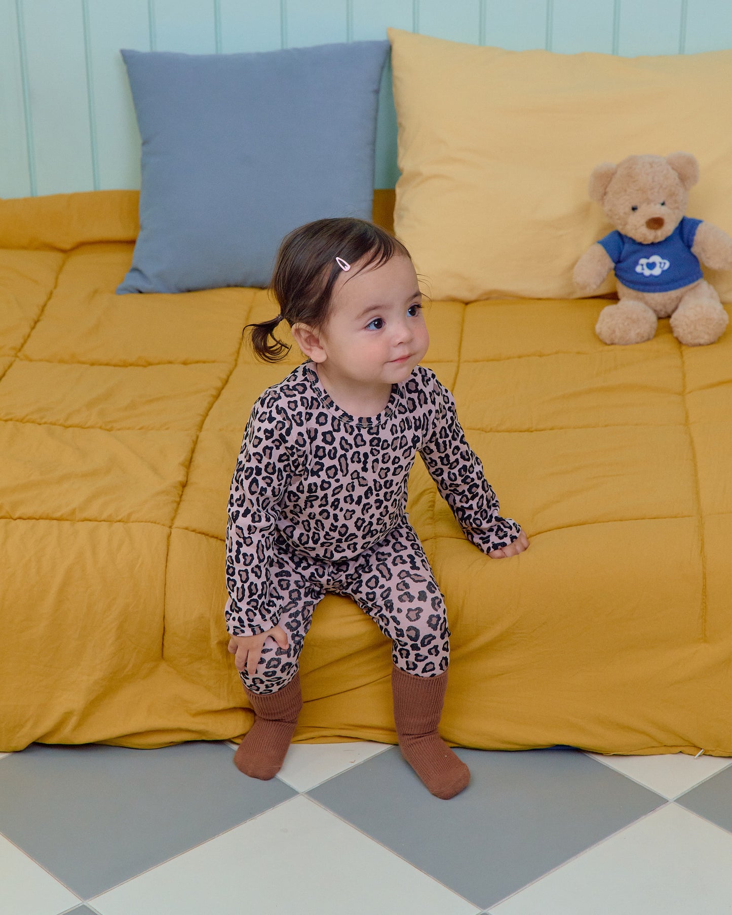 (Pre-order) OOTTBEBE Fall - Little Leopard Pajama Set 리틀호피실내복 (2 Colors)