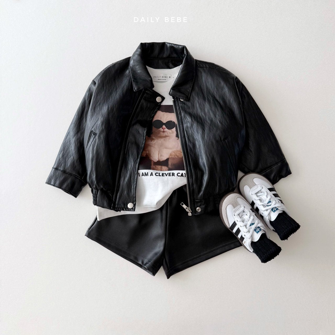 (Pre-order) Daily Bebe - Kids' Faux Leather Jacket 깨죽자켓 (2 Colors)