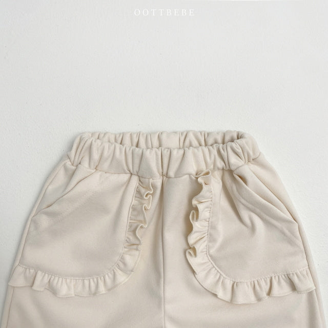 (Pre-order) OOTTBEBE - Frilled Pants 프릴고쟁이바지 (2 Colors)