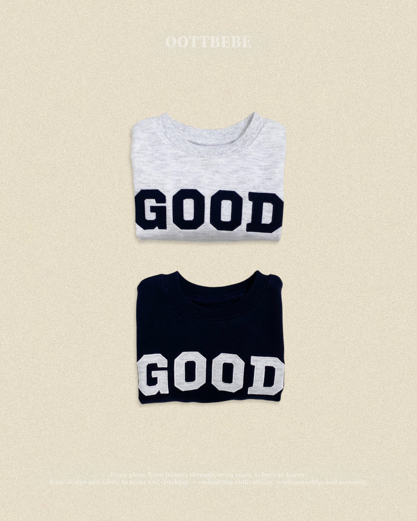 (Pre-order) OOTTBEBE Fall - GOOD Sweatshirt - GOOD 맨투맨 (2 Colors)