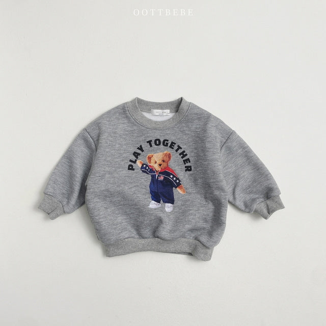 (Pre-order) OOTTBEBE - Play Together Bear Sweatshirt 플레이투게더맨투맨 (2 Colors)