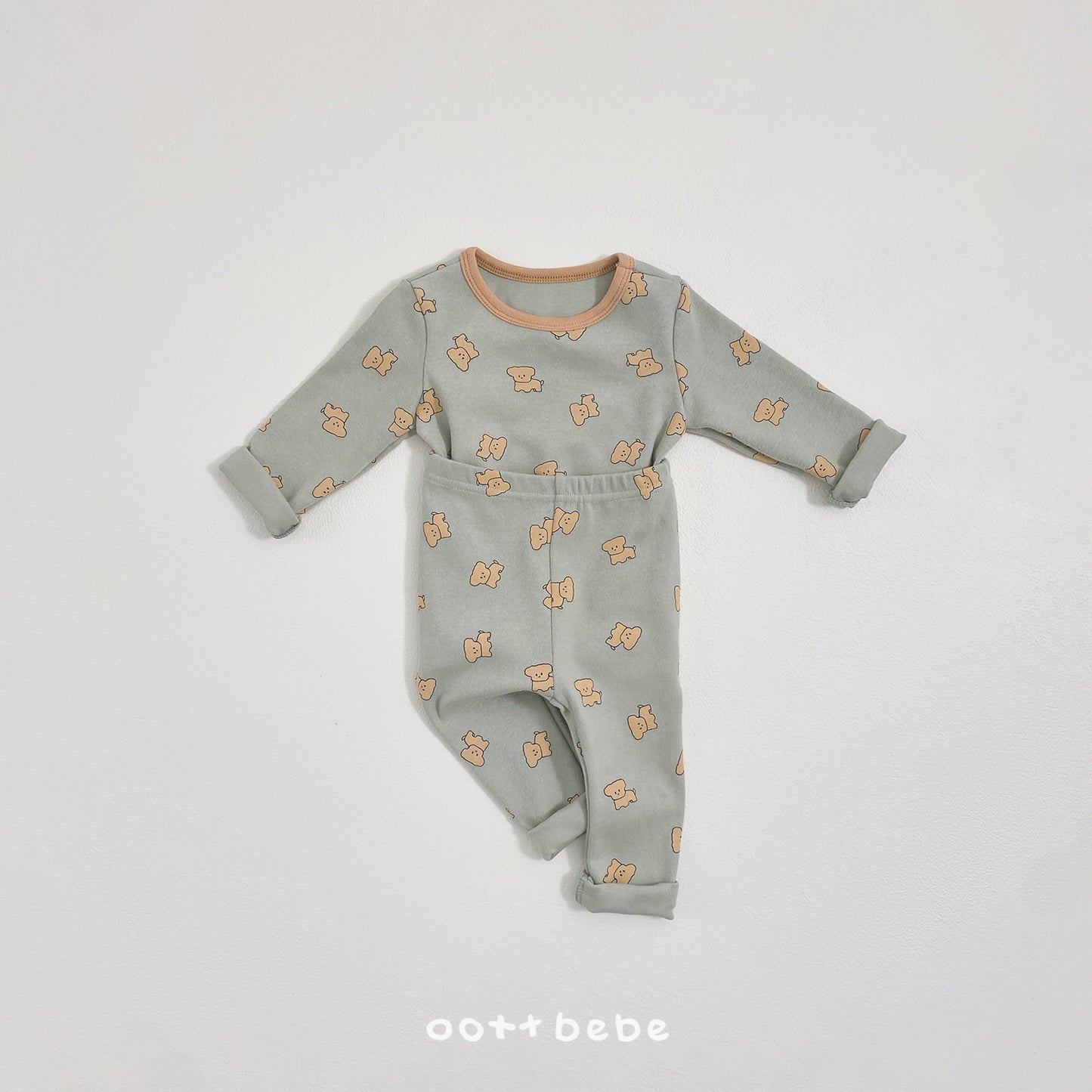 (Pre-order) OOTTBEBE Winter - Mung-Mung Pajama Set 멍멍실내복 (2 Colors)