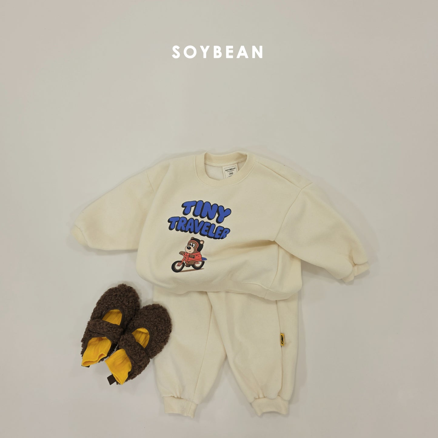 (Pre-order) Soybean Kids Winter - Little Traveler Fleece-Lined Top & Bottom Set 양기모꼬마여행자상하 (3 Colors)
