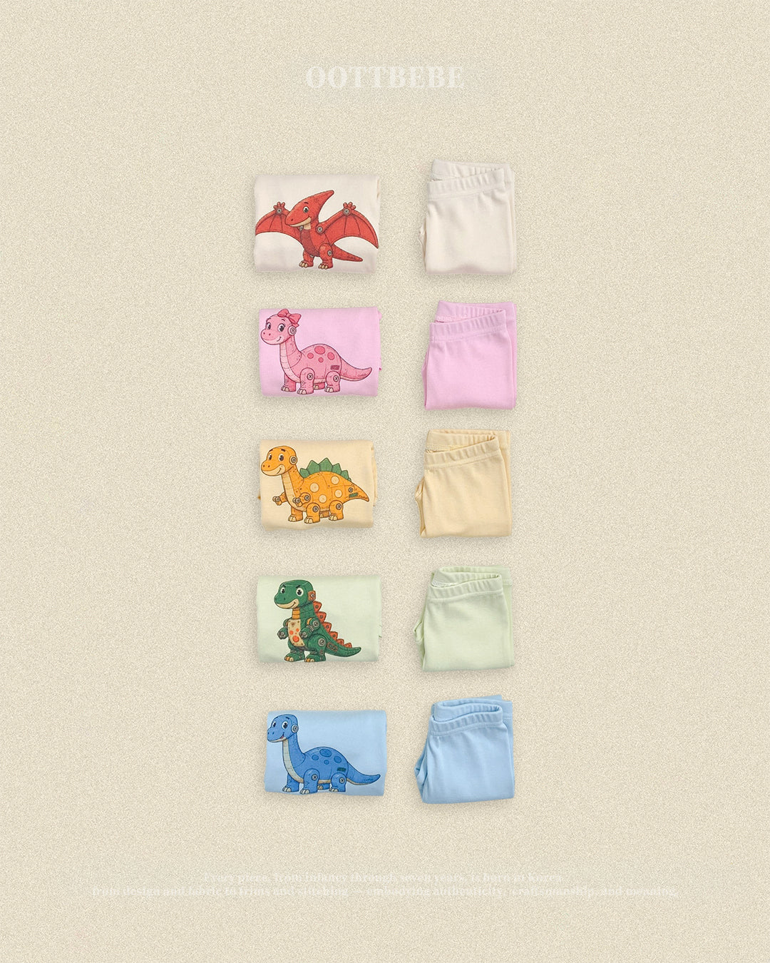 (Pre-order) OOTTBEBE Fall - Robot Dino Pajama Set 로봇공룡실내복 (5 Colors)
