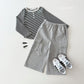 (Pre-order) Daily Bebe - Kids' Button Stripe Tee 줄가라단추티 (2 Colors)