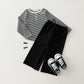 (Pre-order) Daily Bebe - Kids' Button Stripe Tee 줄가라단추티 (2 Colors)