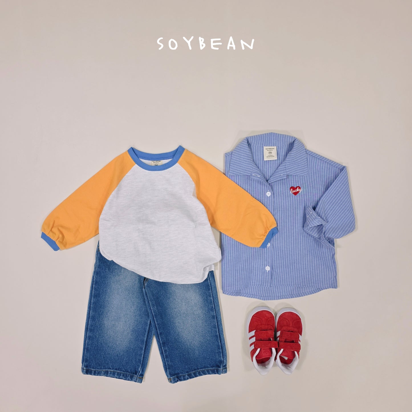 (Pre-order) Soybean Kids Spring - Wide Brush Denim Pants 와이드브러쉬데님팬츠 (2 Colors)