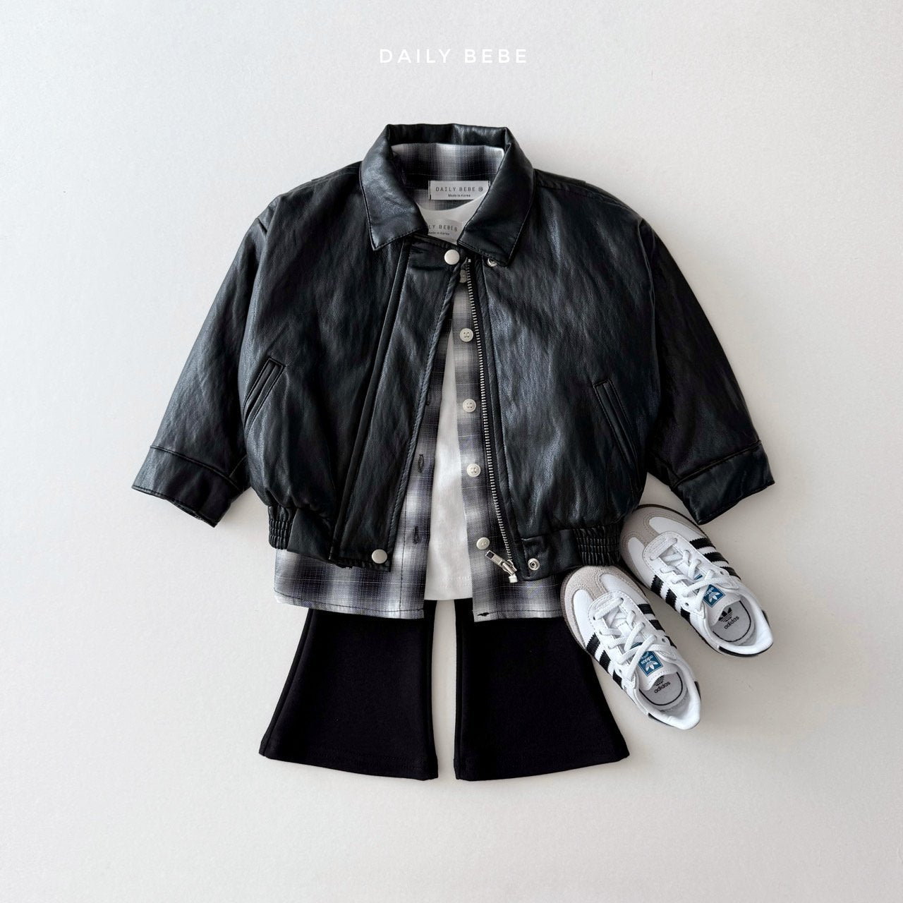 (Pre-order) Daily Bebe - Kids' Faux Leather Jacket 깨죽자켓 (2 Colors)