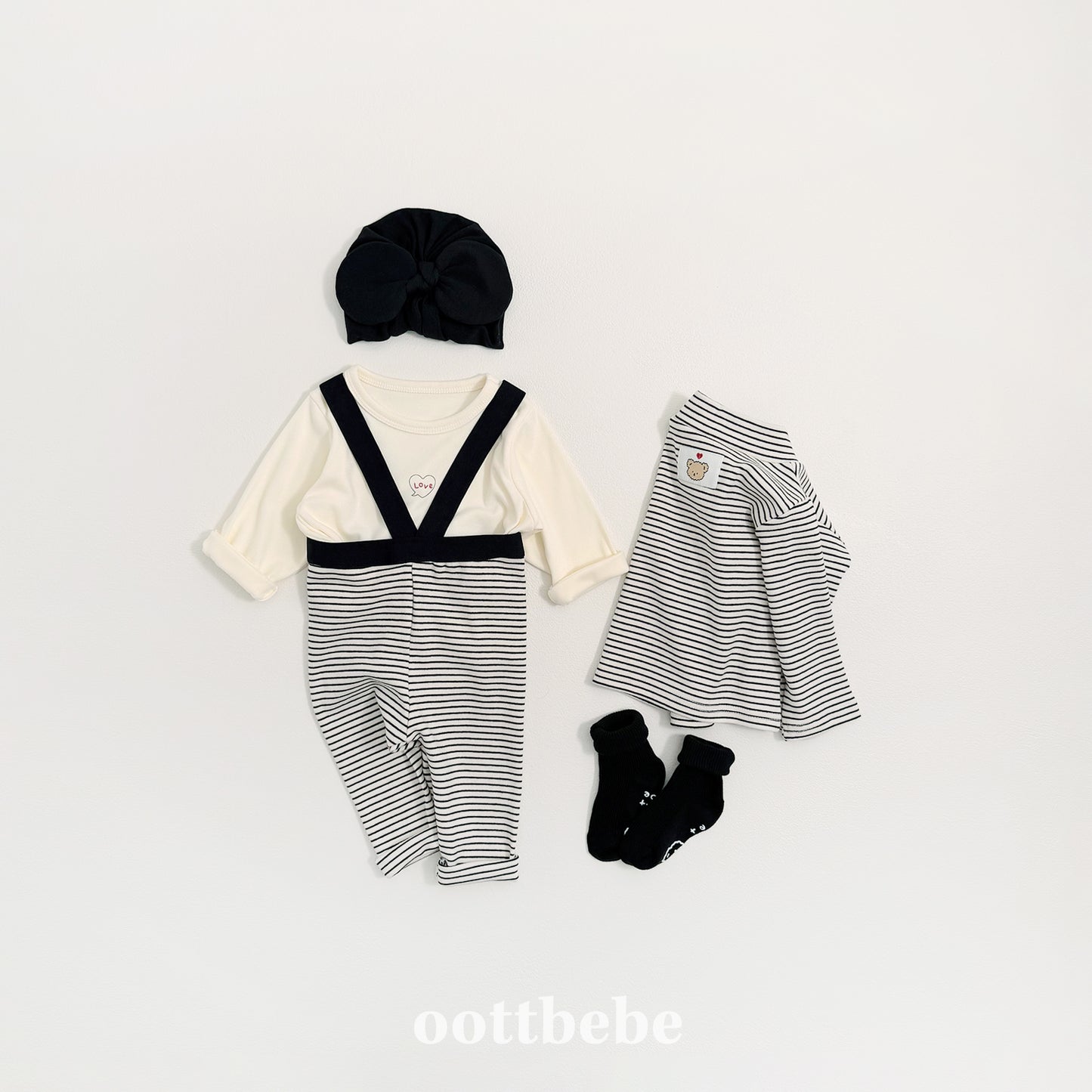(Pre-order) OOTTBEBE Winter - (Baby) 1+1 Layering Heart Tee Set 윈터1+1티셔츠 (3 Colors)
