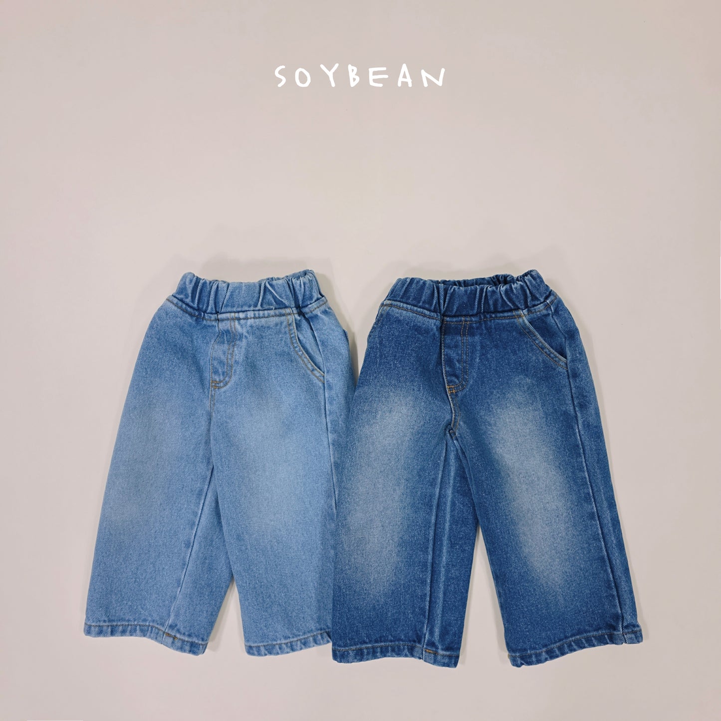 (Pre-order) Soybean Kids Spring - Wide Brush Denim Pants 와이드브러쉬데님팬츠 (2 Colors)