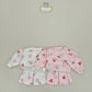 (Pre-order) Soybean Kids - Heart Bunny Flared Top & Bottom Set 하트바니나팔상하복 (2 Colors)