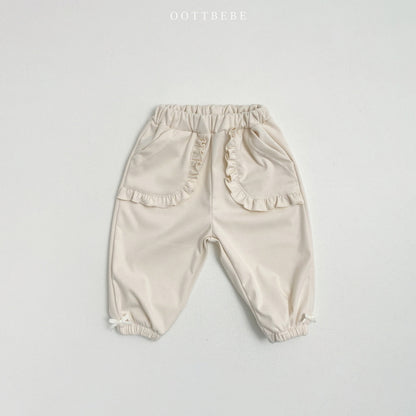 (Pre-order) OOTTBEBE - Frilled Pants 프릴고쟁이바지 (2 Colors)