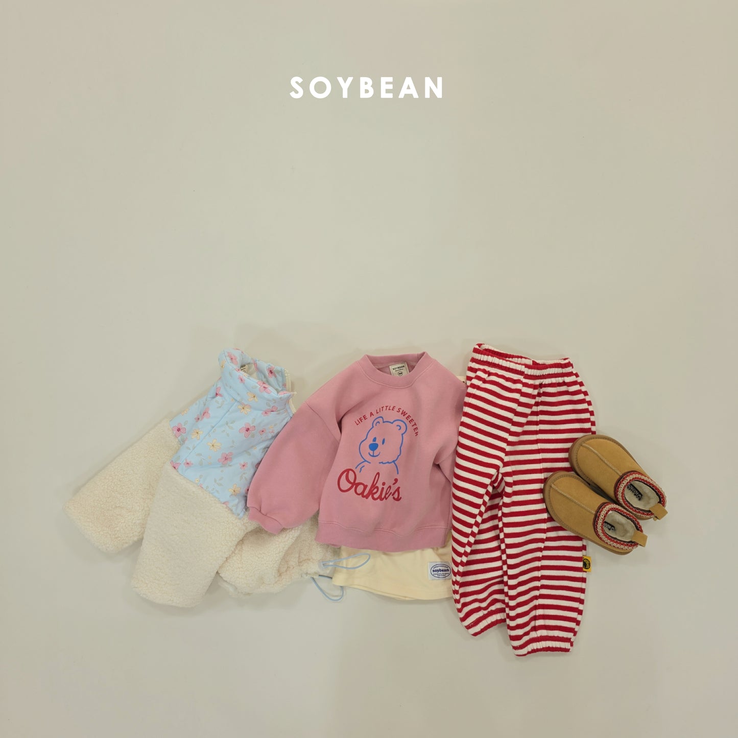 (Pre-order) Soybean Kids Winter - Flower Patch Sherpa Jacket 꽃배색양털JP (2 Colors)