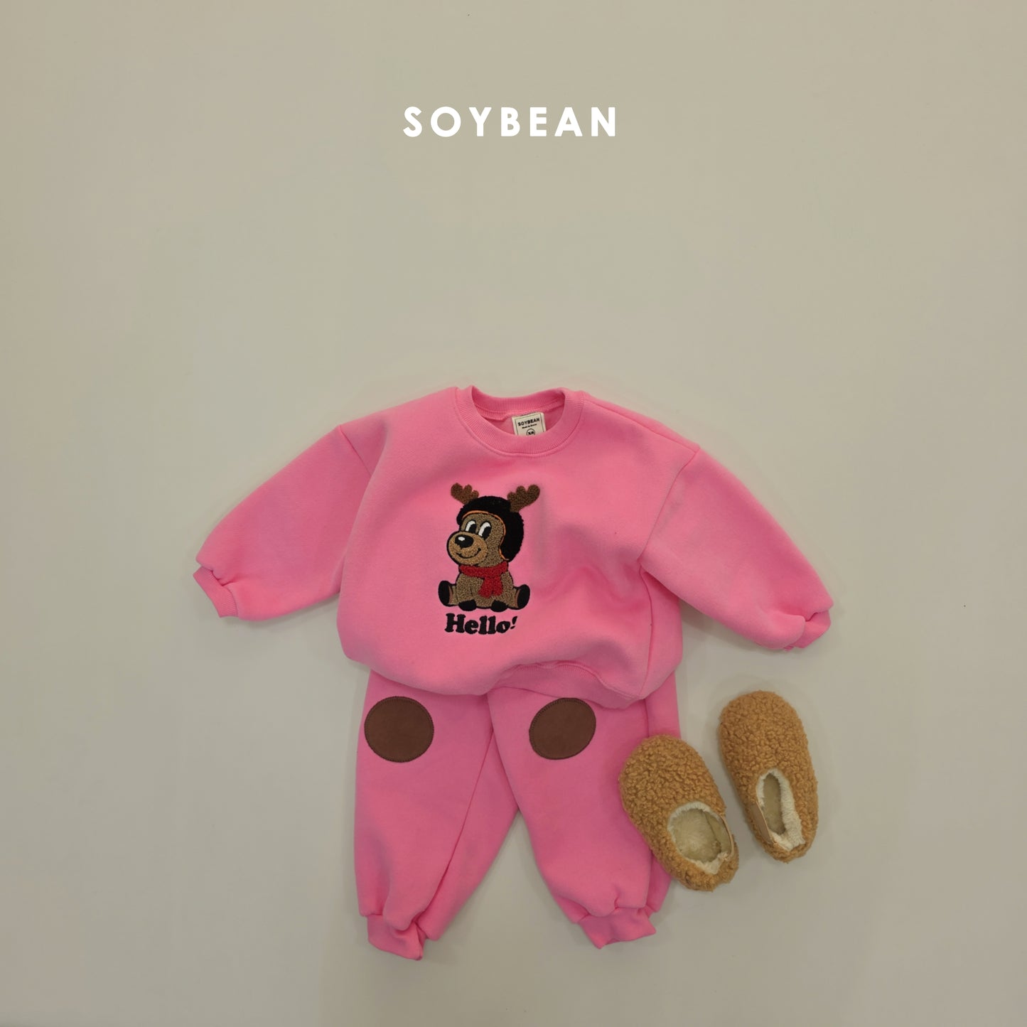 (Pre-order) Soybean Kids Winter - Hello Boucle Rudolph Top & Bottom Set 헬로부클루돌프상하 (2 Colors)