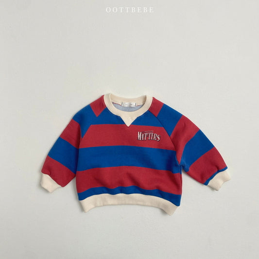 (Pre-order) OOTTBEBE - Stripes Sweatshirt 빅단가라맨투맨 (2 Colors)