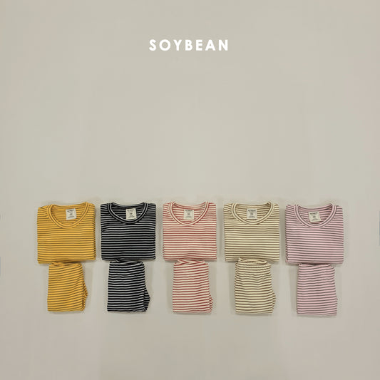 (Pre-order) Soybean Kids Winter - Soft Stripe Fleece-Lined Pajama Set 보들보들단가라실내복 (5 Colors)
