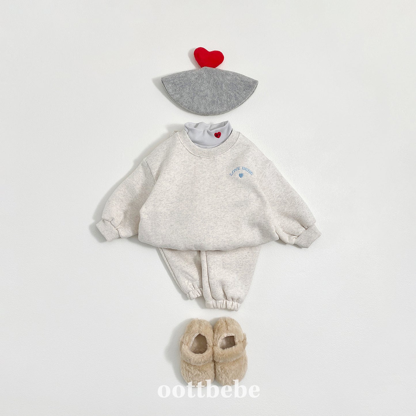(Pre-order) OOTTBEBE Winter - Love Bebe Top & Bottom Set 러브베베상하복 (4 Colors)