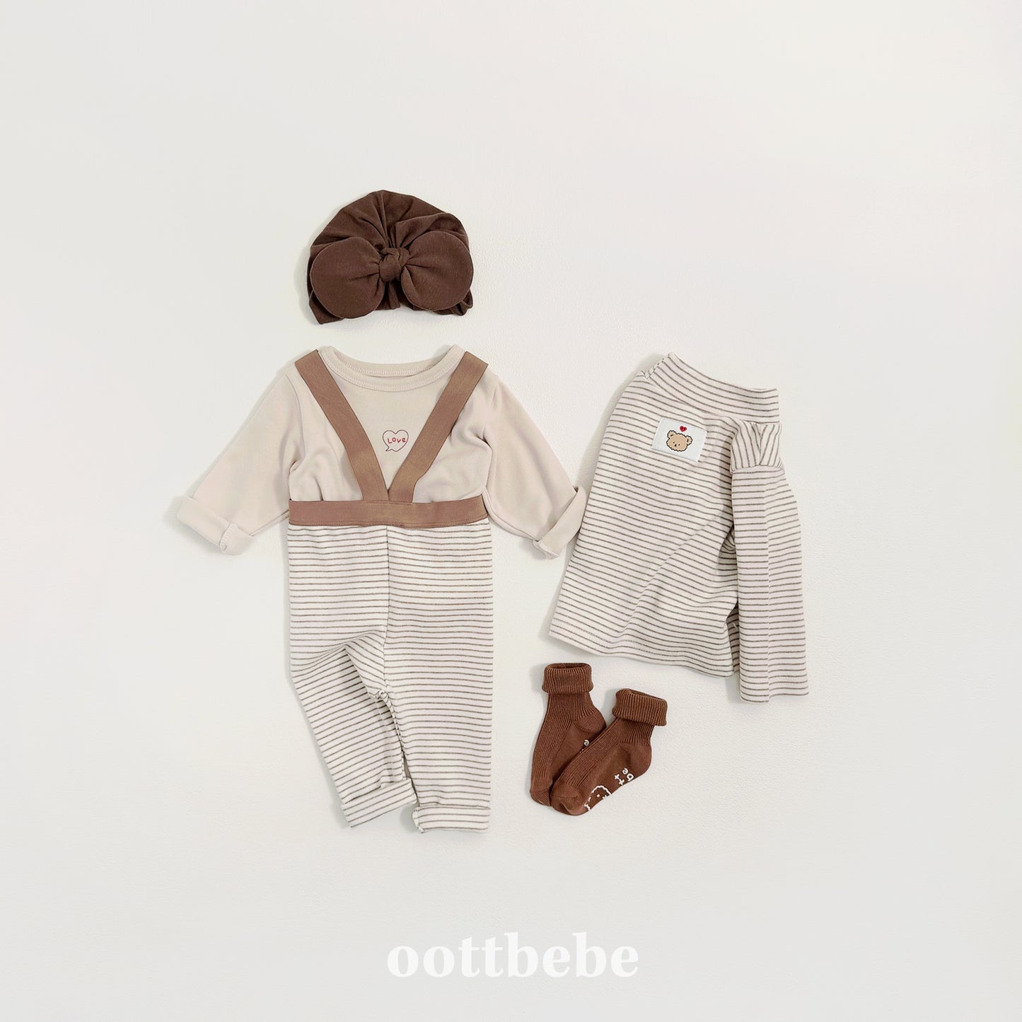 (Pre-order) OOTTBEBE Winter - (Baby) 1+1 Layering Heart Tee Set 윈터1+1티셔츠 (3 Colors)