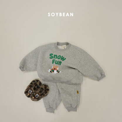 (Pre-order) Soybean Kids Winter - Snow Fun Fleece-Lined Top & Bottom Set 양기모스노우펀상하 (3 Colors)