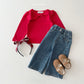 (Pre-order) Daily Bebe Winter - Kids' Ribbon Shoulder Top 리본 숄더티 (3 Colors)