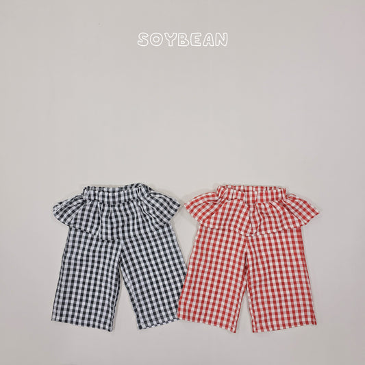(Pre-order) Soybean Kids Summer - Gingham Layered Pants 고방체크레이어드팬츠 (2 Colors)