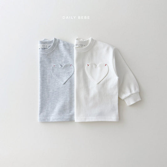 (Pre-order) Daily Bebe - Kids' Heart Pocket Tee 하트포켓 (2 Colors)