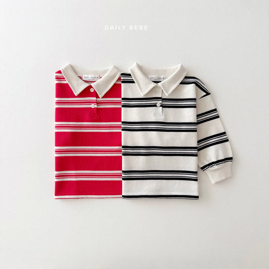 (Pre-order) Daily Bebe - Kids' Collar Stripe Tee 카라 단가라티 (2 Colors)